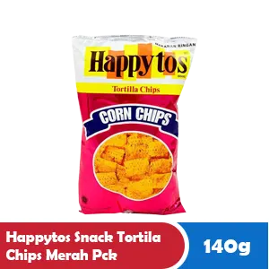 HAPPYTOS SNACK TORTILA CHIPS MERAH PCK 140g