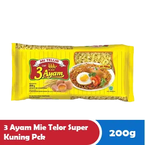 3 AYAM MIE TELUR SUPER KUNING BUNGKUS 200g