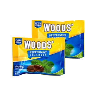 Woods Gula-gula Peppermint Lozenges Extra Strong Uncang 15g