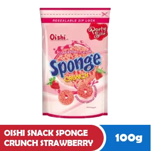 Oishi Snek Sponge Crunch Strawberi Uncang 100g