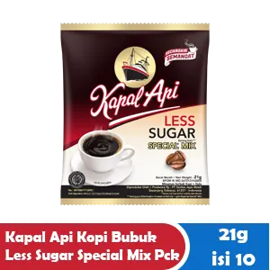 Kapal Api Kopi Serbuk Less Sugar Special Mix Peket 10x21g
