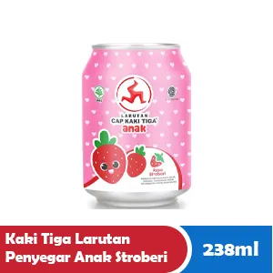Kaki Tiga Larutan Penyegar Anak Strawberi Tin 250/238mL
