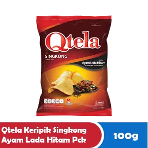 QTELA KERIPIK SINGKONG AYAM LADA HITAM PCK 100g