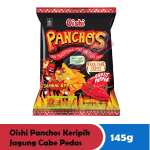 OISHI PANCHOS KERIPIK JAGUNG CABE PEDAS PCK 140/145g