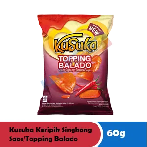 KUSUKA KERIPIK SINGKONG SAOS/TOPPING BALADO PCK 60g