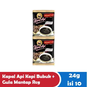 Kapal Api Kopi Serbuk+Gula Mantap Renceng 10x24g