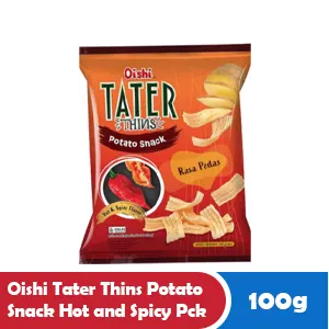 OISHI TATER THINS POTATO SNACK HOT AND SPICY PCK 100g