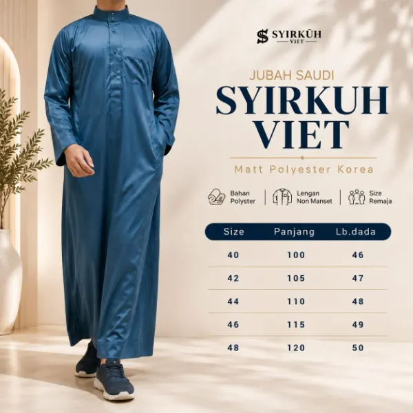 Jubah Saudi Syirkûh Viet — Butang Biasa | Biru